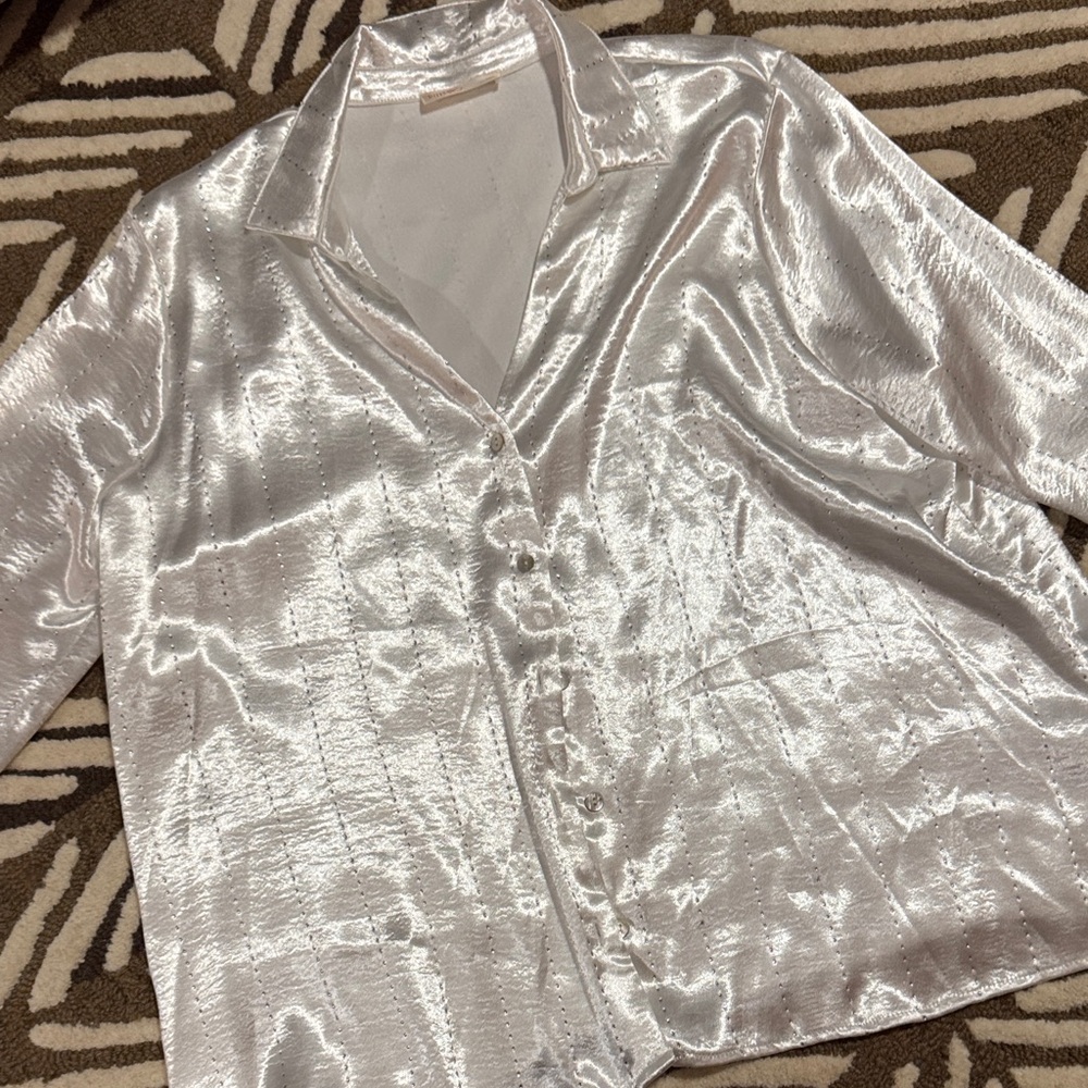 Elegant White Satin Women's Top